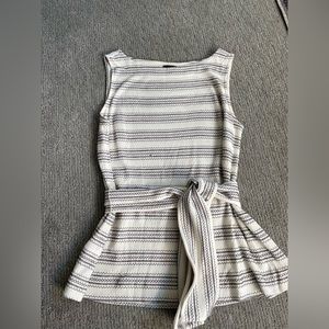 Ann Taylor - striped sleeveless blouse with cinch waist tie